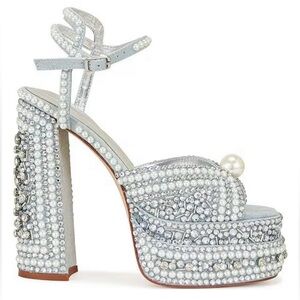 NEW Glamorous Rhinestone and Pearl Embellished Heels